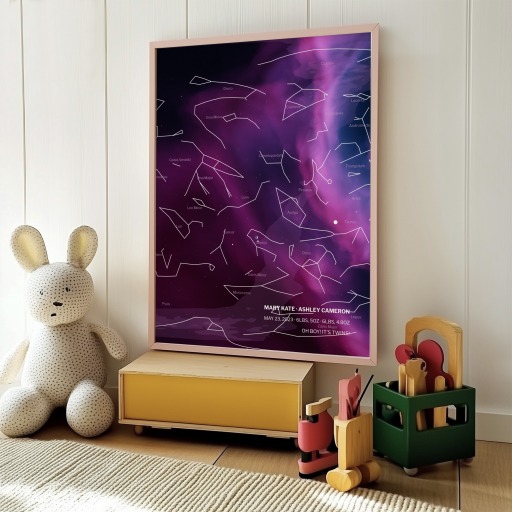 Newborn Twins Poster in Nebula - Celestial Map 11