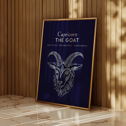 Capricorn in Fine Line Print - Custom Zodiac Sign Poster 11