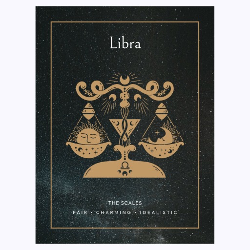 Libra in Block Print - Custom Zodiac Sign Poster 6