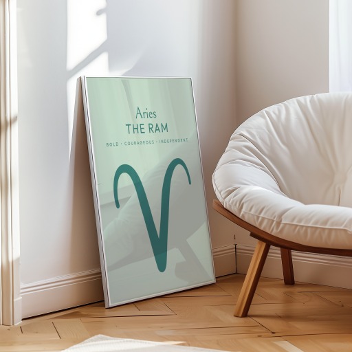 Aries in Wavy Paintbrush Print - Custom Zodiac Sign Poster 10