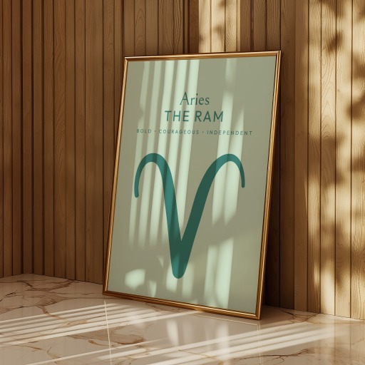 Aries in Wavy Paintbrush Print - Custom Zodiac Sign Poster 11