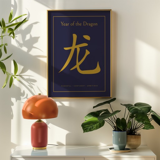 Dragon in Wavy Paintbrush Print - Custom Chinese Zodiac Poster 9