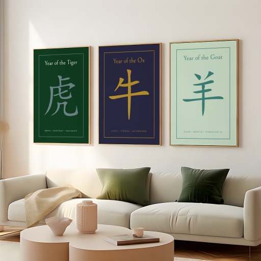 Horse in Wavy Paintbrush Print - Custom Chinese Zodiac Poster 8