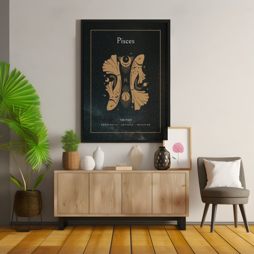 Pisces in Block Print - Custom Zodiac Sign Poster 10