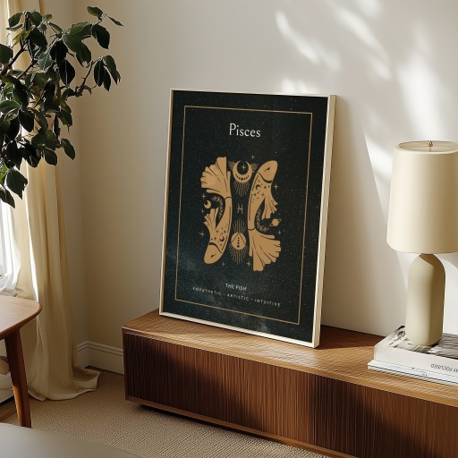 Pisces in Block Print - Custom Zodiac Sign Poster 11