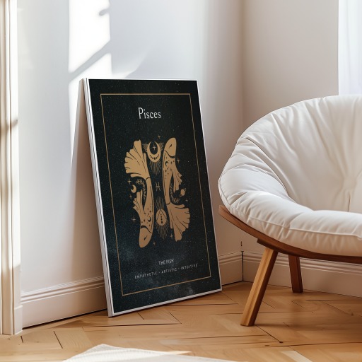 Pisces in Block Print - Custom Zodiac Sign Poster 9