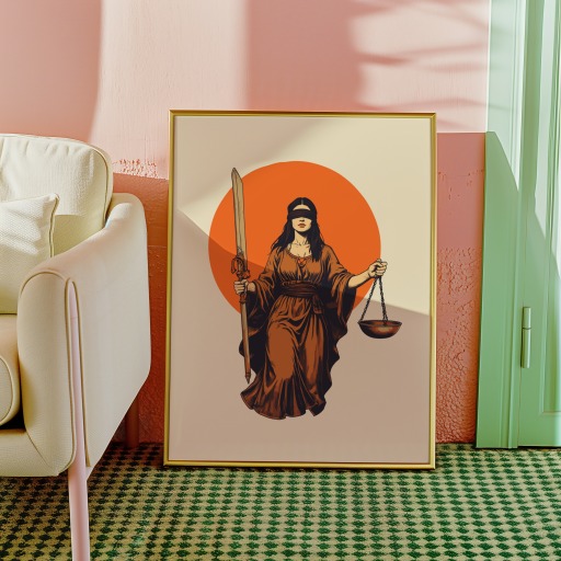 Justice in Vibrant Grunge Print - Custom Tarot Card Poster 10