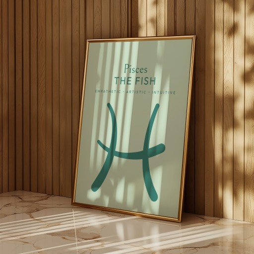 Pisces in Wavy Paintbrush Print - Custom Zodiac Sign Poster 11