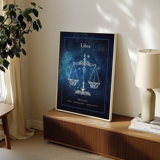 Libra in Embellished Outline Print - Custom Zodiac Sign Poster 11