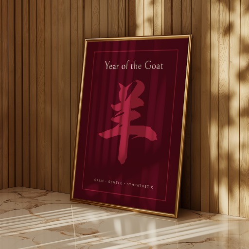 Goat in Curvy Print - Custom Chinese Zodiac Poster 8