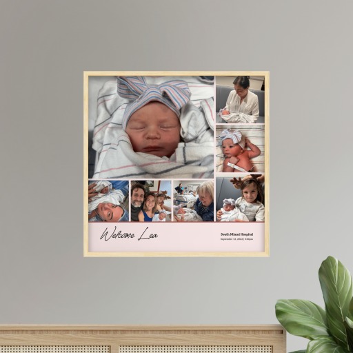 Baby Girl Birth Poster - Photo Collage Print 10