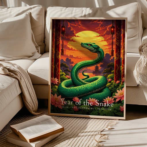 Snake in Enchanted Surrealism Print - Custom Chinese Zodiac Poster 10