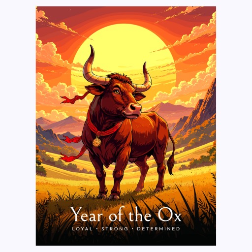 Ox in Enchanted Surrealism Print - Custom Chinese Zodiac Poster 6