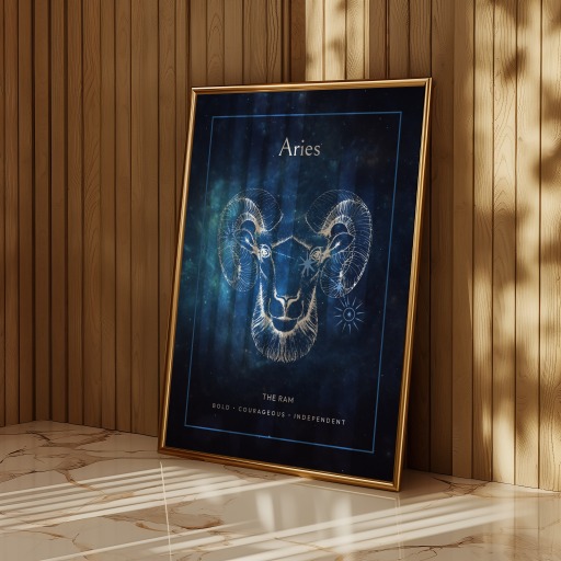 Aries in Embellished Outline Print - Custom Zodiac Sign Poster 10