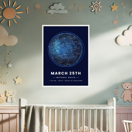 The Day you Were Born Poster - Starry - Celestial Map 9