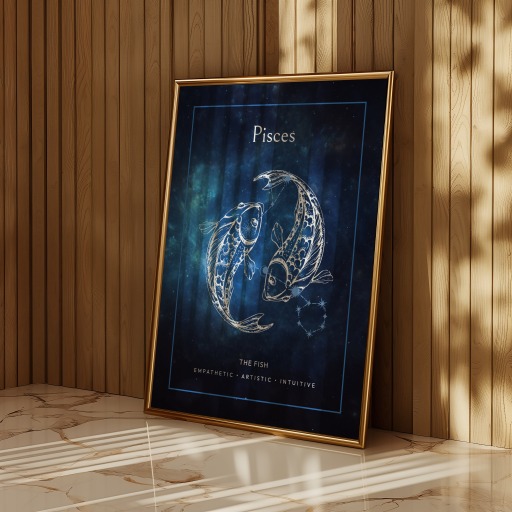 Pisces in Embellished Outline Print - Custom Zodiac Sign Poster 10