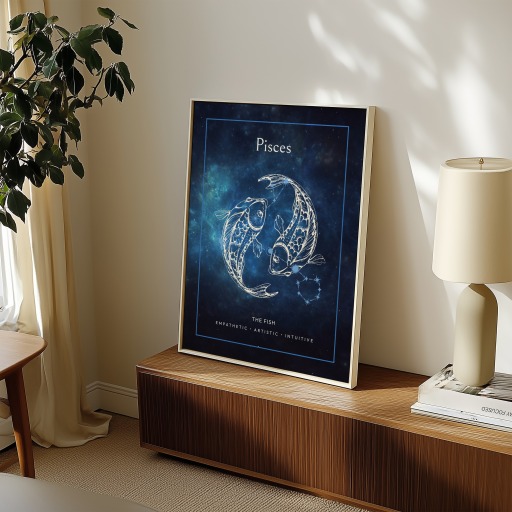 Pisces in Embellished Outline Print - Custom Zodiac Sign Poster 11