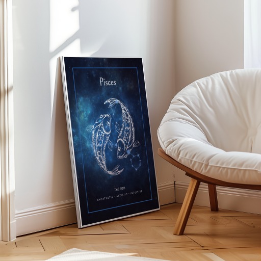 Pisces in Embellished Outline Print - Custom Zodiac Sign Poster 9