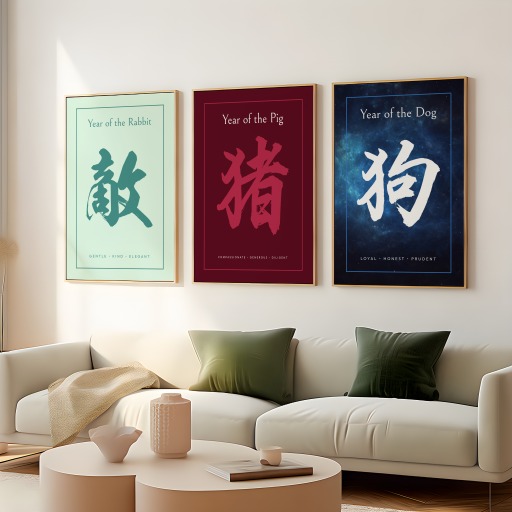 Pig in Curvy Print - Custom Chinese Zodiac Poster 7