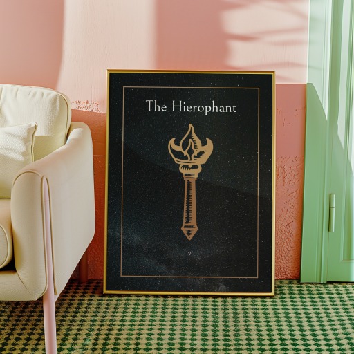 The Hierophant in Block Print - Custom Tarot Card Poster 10