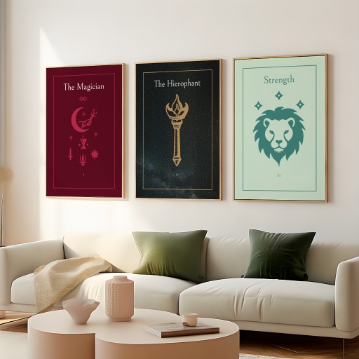 The Hierophant in Block Print - Custom Tarot Card Poster 8