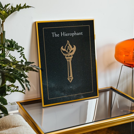 The Hierophant in Block Print - Custom Tarot Card Poster 9