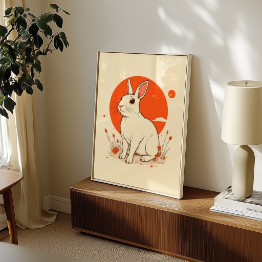 Rabbit in Vibrant Grunge Print - Custom Chinese Zodiac Poster 11
