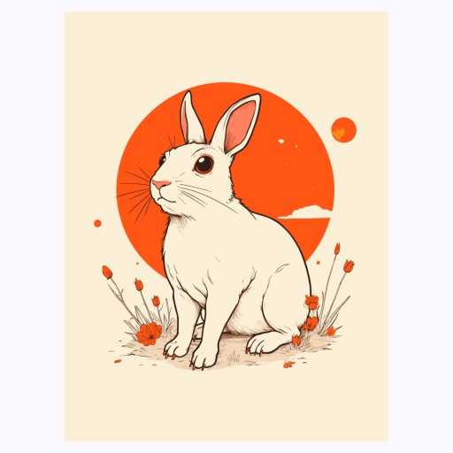 Rabbit in Vibrant Grunge Print - Custom Chinese Zodiac Poster 6