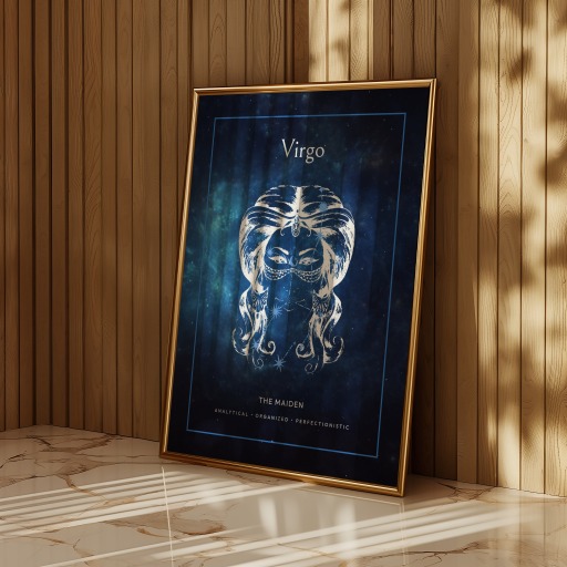 Virgo in Embellished Outline Print - Custom Zodiac Sign Poster 10