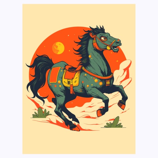 Horse in Vibrant Grunge Print - Custom Chinese Zodiac Poster 6