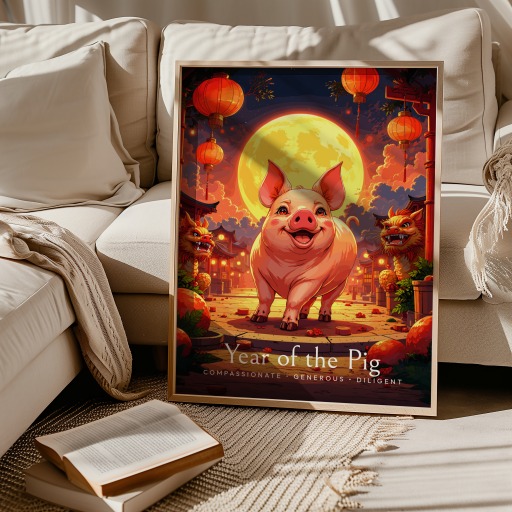 Pig in Enchanted Surrealism Print - Custom Chinese Zodiac Poster 10