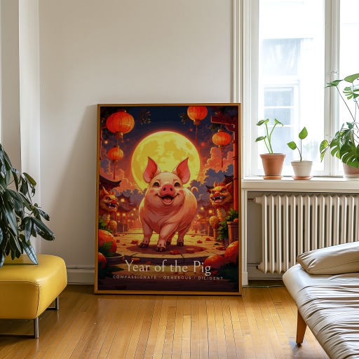 Pig in Enchanted Surrealism Print - Custom Chinese Zodiac Poster 9