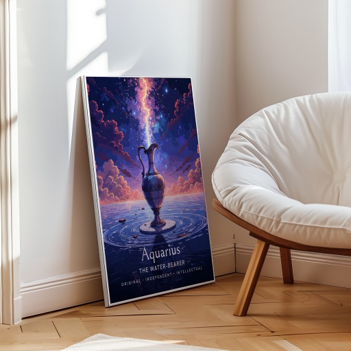 Aquarius in Enchanted Surrealism Print - Custom Zodiac Sign Poster 10