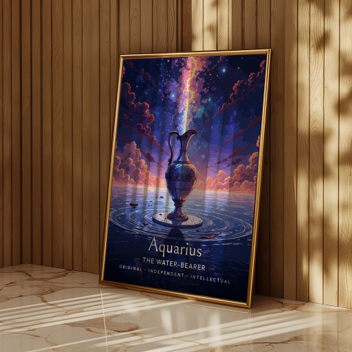 Aquarius in Enchanted Surrealism Print - Custom Zodiac Sign Poster 11