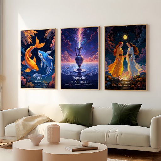 Aquarius in Enchanted Surrealism Print - Custom Zodiac Sign Poster 8