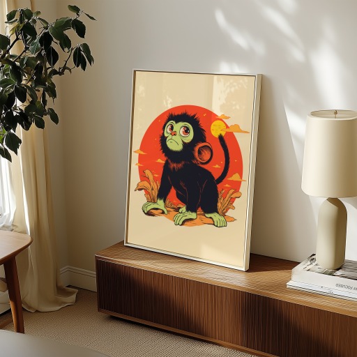 Monkey in Vibrant Grunge Print - Custom Chinese Zodiac Poster 11
