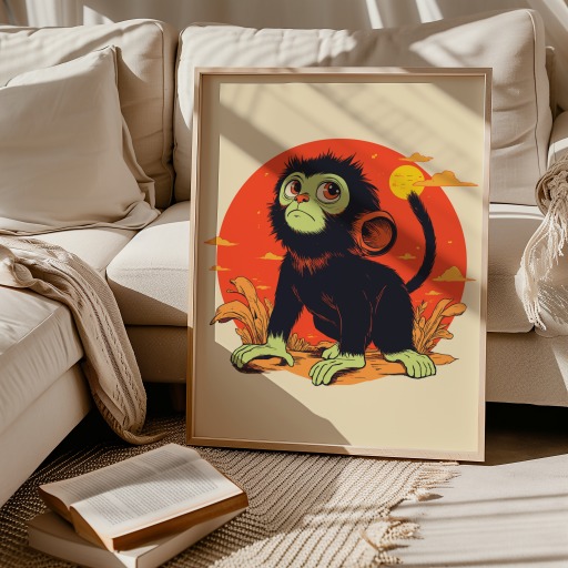 Monkey in Vibrant Grunge Print - Custom Chinese Zodiac Poster 9