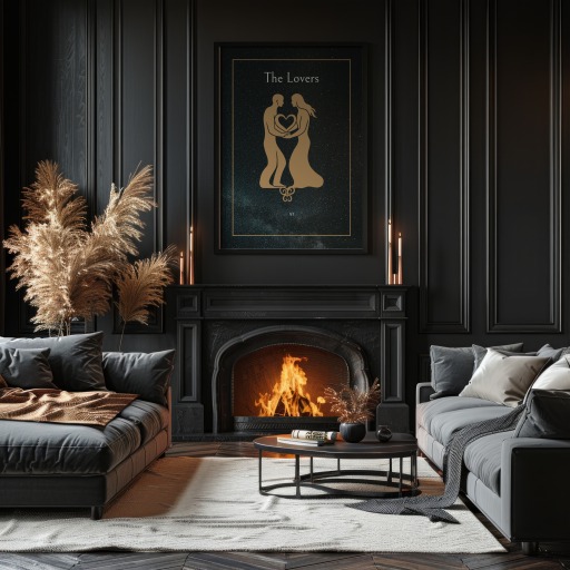 The Lovers in Block Print - Custom Tarot Card Poster 11