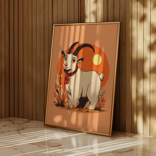 Goat in Vibrant Grunge Print - Custom Chinese Zodiac Poster 10