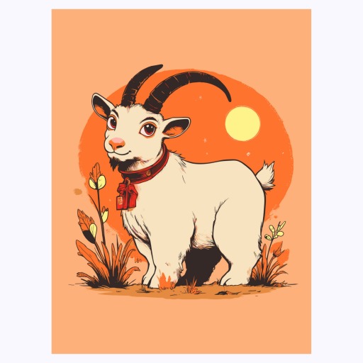 Goat in Vibrant Grunge Print - Custom Chinese Zodiac Poster 6