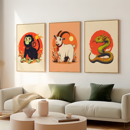 Goat in Vibrant Grunge Print - Custom Chinese Zodiac Poster 8