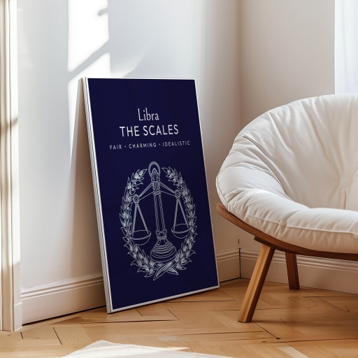 Libra in Fine Line Print - Custom Zodiac Sign Poster 10