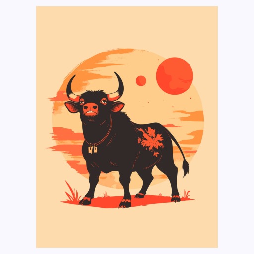 Ox in Vibrant Grunge Print - Custom Chinese Zodiac Poster 6