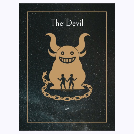The Devil in Block Print - Custom Tarot Card Poster 6