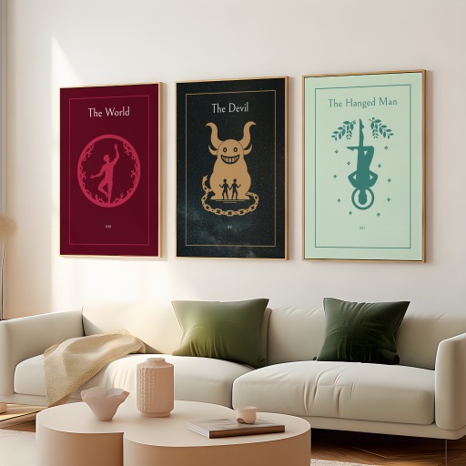 The Devil in Block Print - Custom Tarot Card Poster 8