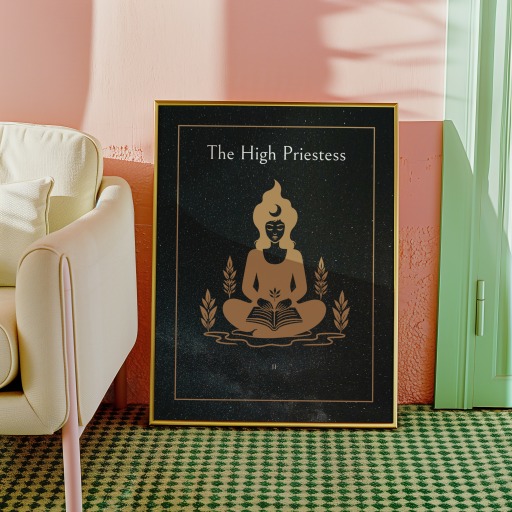 The High Priestess in Block Print - Custom Tarot Card Poster 10