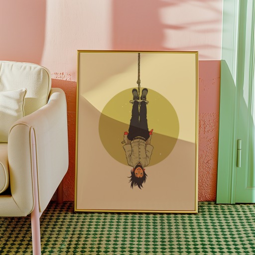 The Hanged Man in Vibrant Grunge Print - Custom Tarot Card Poster 10