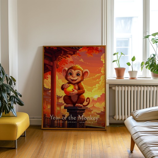 Monkey in Enchanted Surrealism Print - Custom Chinese Zodiac Poster 9