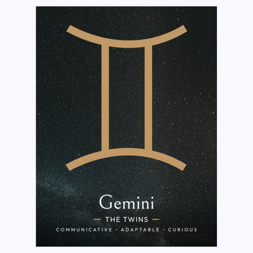 Gemini in Simple Sharp Print - Custom Zodiac Sign Poster 6