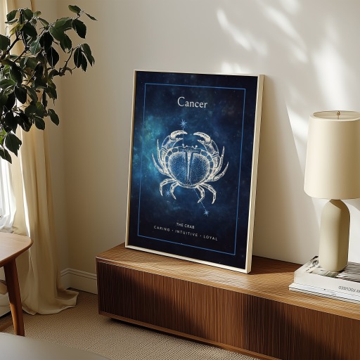 Cancer in Embellished Outline Print - Custom Zodiac Sign Poster 11